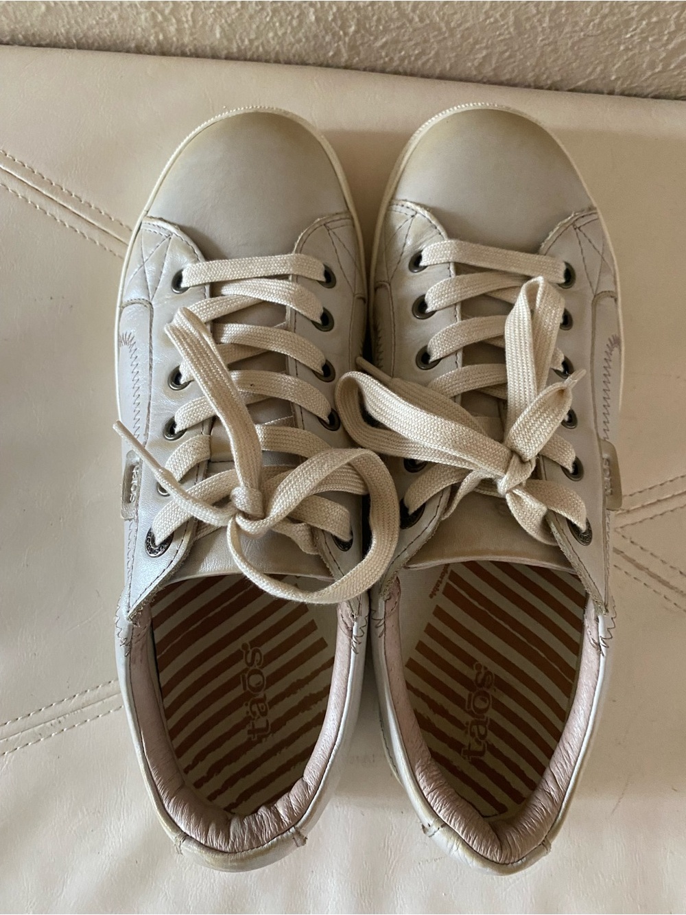 Taos Leather Sneakers Plim Soul Lux Oyster Gray Taupe Neutral Size 9.5 - Picture 6 of 13